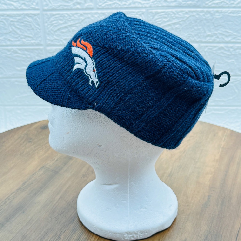NWT '47 Brand NFL Denver Broncos Women's Orange/Blue Knit Visor Beanie Cap OSFA